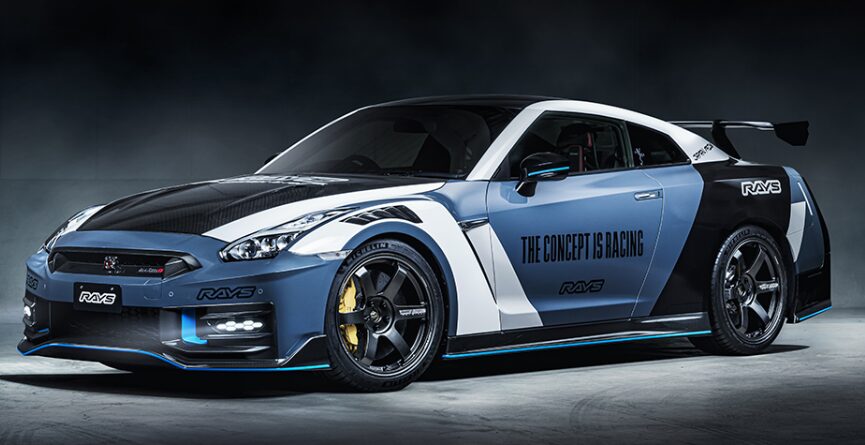 TE37 SAGA S-plus詳細スペック表 - 日産GT-Rレーシング仕様車にブラックTE37ホイールを装着した詳細スペックの実証車両