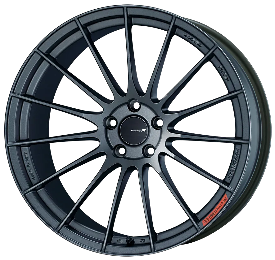 ENKEI RS05RRの20インチRフェイス。中央へ深く落ち込むスポーク形状が分かるホイール単体画像