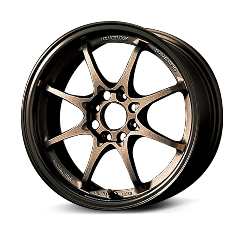 ブロンズカラーのRAYS VOLK RACING CE28N・8スポークホイール単体を斜めから撮影した写真